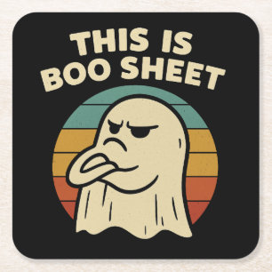 Lustiger Geist "Das ist Boo-Blatt" Retro-Halloween Rechteckiger Pappuntersetzer