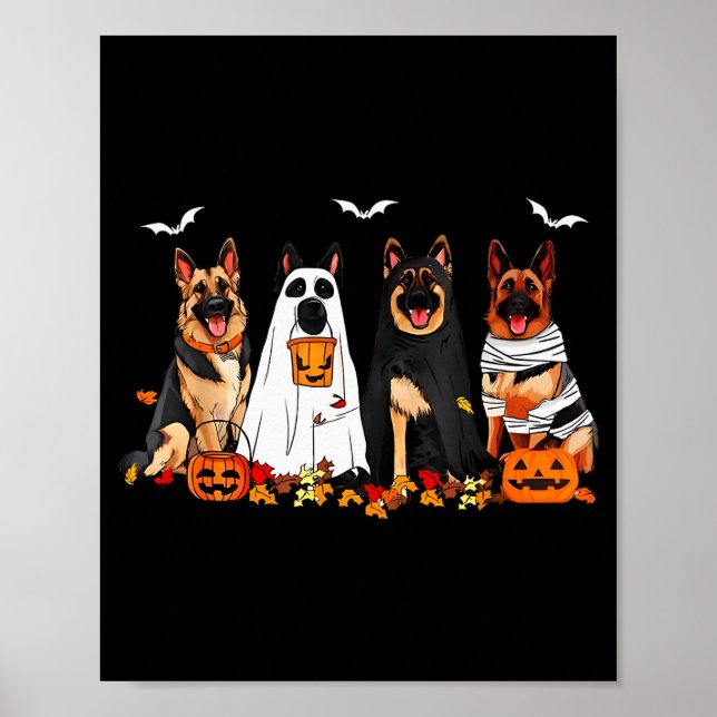 Lustiger Geist Deutscher Schäferhund Halloween Hun Poster (Vorne)