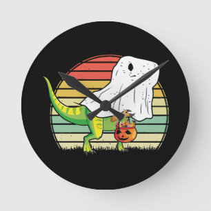 Lustiger Geist Dinosaurier Halloween Runde Wanduhr