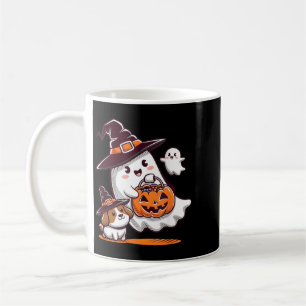 Lustiger Geist führt Hund im unheimlichen Hallowee Kaffeetasse