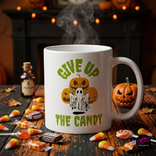 Lustiger Geist Gib Den Süßigkeiten Auf Halloween Kaffeetasse