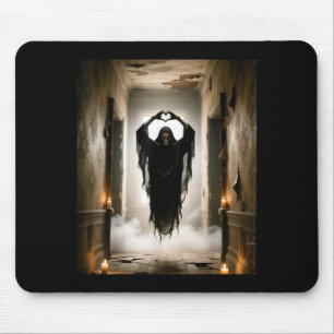 Lustiger Geist Herz Hände gruseliges Gesicht Hallo Mousepad