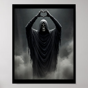 Lustiger Geist Herz Hände gruseliges Gesicht Hallo Poster