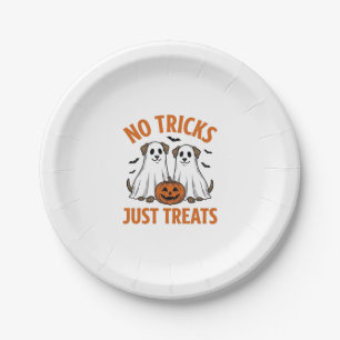 Lustiger Geist-Hund Halloween Keine Tricks, nur Le Pappteller