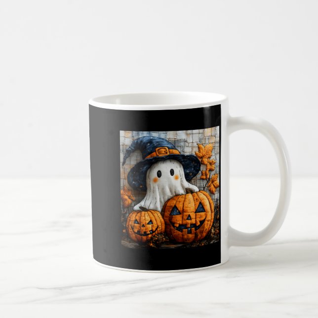 Lustiger Geist Kürbis Süße Halloween Patchwork Kun Kaffeetasse (Rechts)