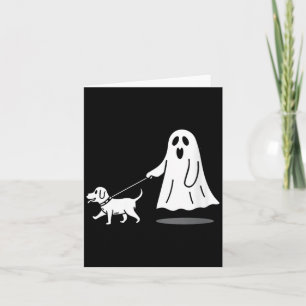 Lustiger Geist läuft Hund Frauen Halloween Karte