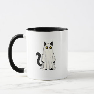 Lustiger Geist schwarze Katze Halloween Tasse