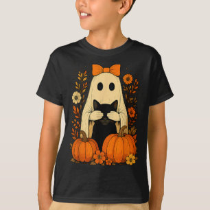Lustiger Geistbogen hält schwarze Katze fällt Hall T-Shirt