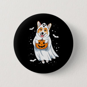 Lustiger Geister Corgi Liebhaber Gruseliger Hallow Button