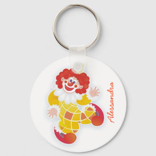 lustiger gelber Clown mit Ihrem Namen Schlüsselanhänger