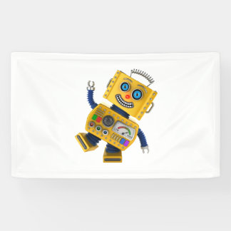 Lustiger gelber Spielzeugroboter Banner