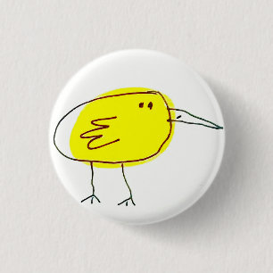 Lustiger gelber Vogel Doodle  Button