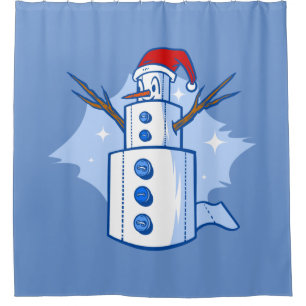 lustiger, gemütlicher Weihnachtstoilettenschneeman Duschvorhang