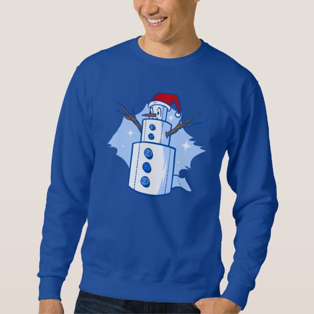 lustiger, gemütlicher Weihnachtstoilettenschneeman Sweatshirt (Vorderseite)