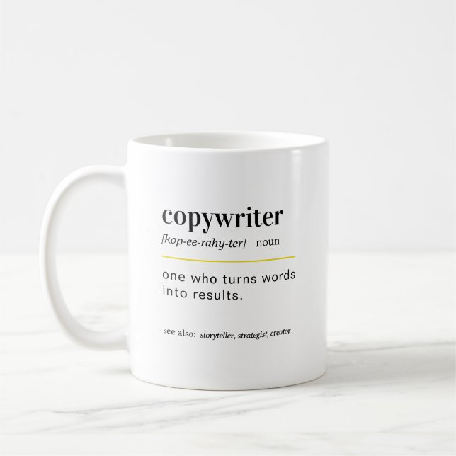 Lustiger Geschenk-Kaffeebecher für Texter Kaffeetasse (Links)