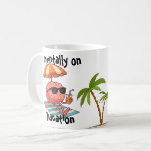Lustiger Geschenkbecher - Gehirn im Urlaubsmodus Kaffeetasse