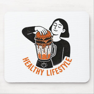 Lustiger gesunder Lebensstil Burger Blender Linols Mousepad