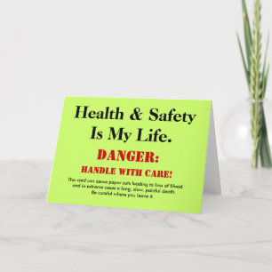 Lustiger Gesundheits- und Sicherheits-Schild-Witz Karte