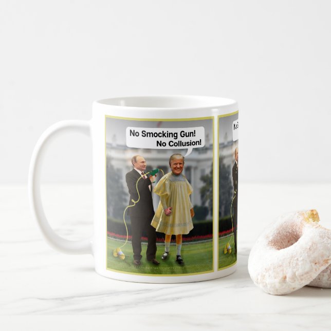 Lustiger Gewehr-Witz Donald Trump Putin Smocking Kaffeetasse (Mit Donut)