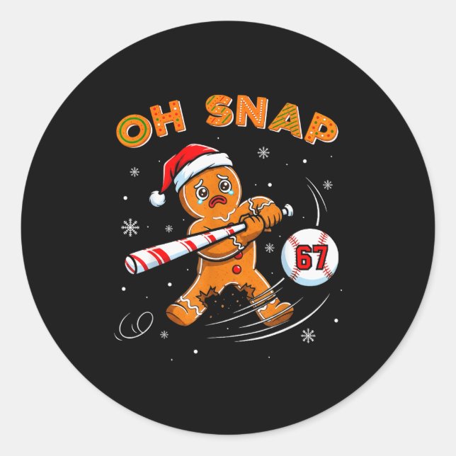 Lustiger Gingerbread Man Oh Snap 67 Baseball Meme  Runder Aufkleber (Vorderseite)
