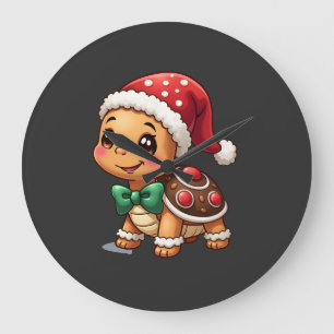 Lustiger Gingerbread Mann Turtle Weihnachten Damen Große Wanduhr