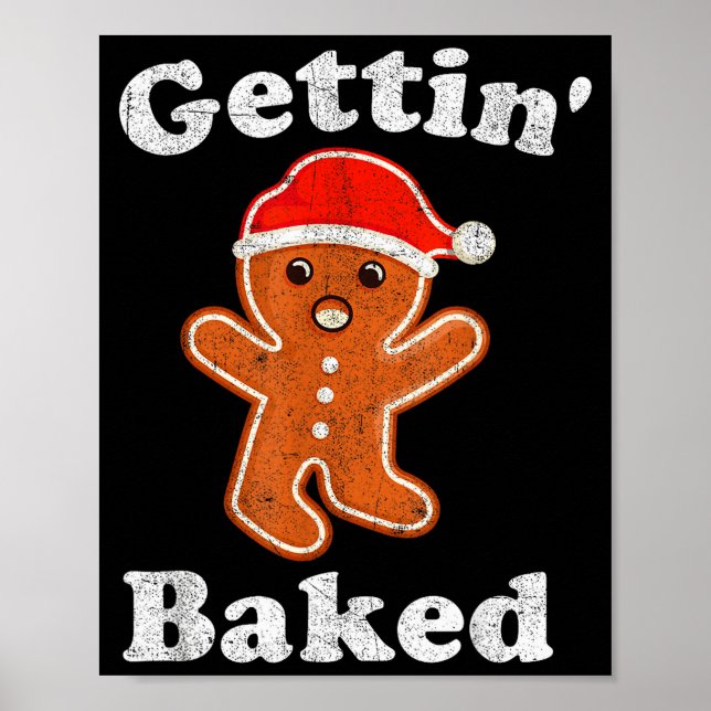 Lustiger Gingerbread-Mann wird gebacken Cookie-Bac Poster (Vorne)