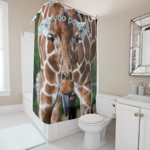 Lustiger Giraffe-Duschvorhang „Kackst du?“ – Duschvorhang