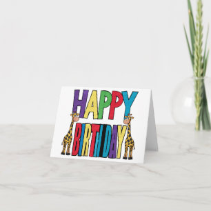 Lustiger Giraffe und bunter Block Geburtstagstext Karte