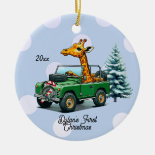 Lustiger Giraffenbaby-Weihnachten Keramik Ornament