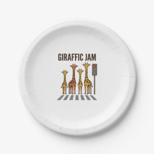 Lustiger Giraffenstau, vintage Vektor Grafik Pappteller