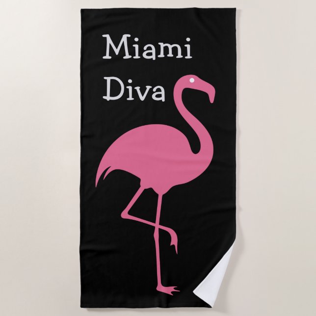 Lustiger Girly Diva-Rosa-Flamingo Strandtuch (Vorderseite)