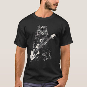 Lustiger Gitarren-Katz Rock-Katze spielt Gitarre T T-Shirt