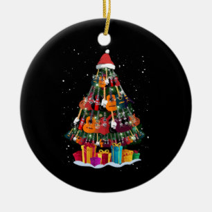 Lustiger Gitarren-Weihnachtsbaum Keramik Ornament