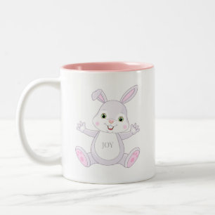 Lustiger glücklicher Baby-Osterhase & Herz  Zweifarbige Tasse