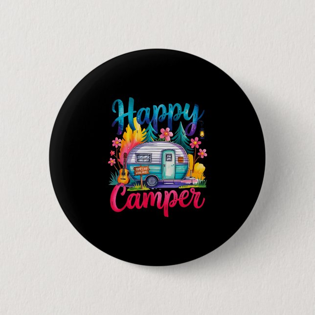 Lustiger glücklicher Camper Camping Bekleidung Anh Button (Vorderseite)