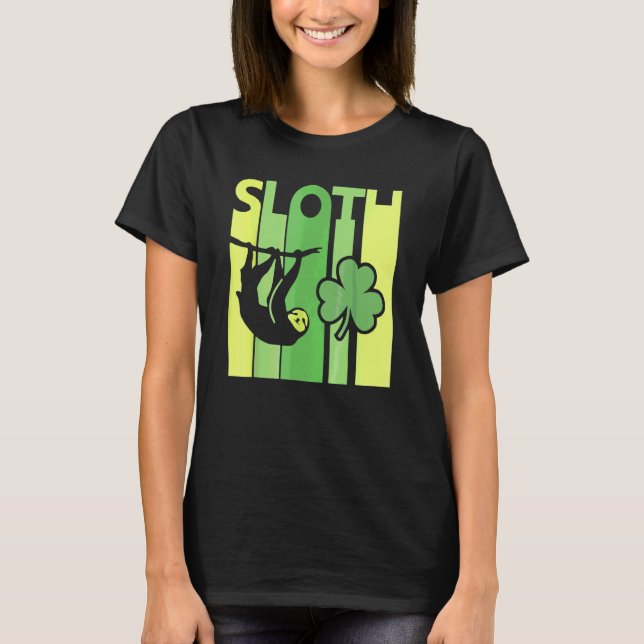 Lustiger Glücklicher Faultier St. Patrick's Day Ir T-Shirt (Vorderseite)