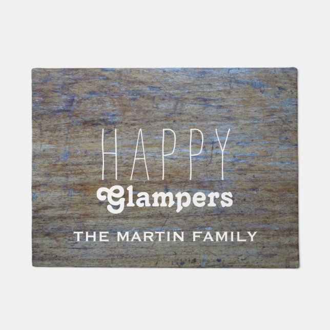 Lustiger glücklicher Glampers Camper-Name des Fußmatte (Vorderseite)
