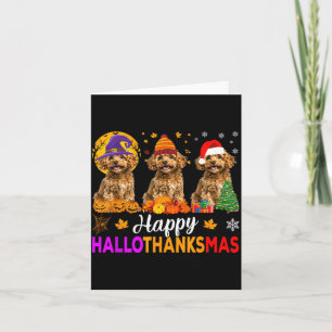 Lustiger glücklicher Hallothanksmas Pudel Hund Hal Karte