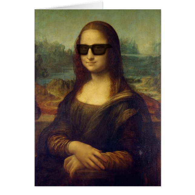 Lustiger glücklicher Hipster Mona Lisa in den (Vorne)