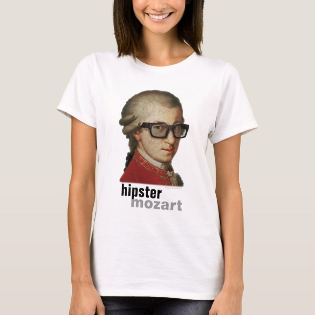 Lustiger glücklicher Hipster Mozart für Männer T-Shirt (Vorderseite)