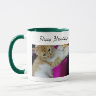 Lustiger Glücklicher Meowlidays Kombi-Becher ,Katz Tasse