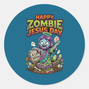 Lustiger glücklicher Zombie Jesus Tag Ostern Männe Runder Aufkleber