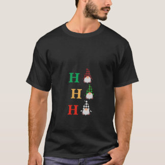 Lustiger Gnom Ho Ho Ho Karierter Claus Weihnachten T-Shirt