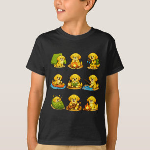 Lustiger Golden Retriever beim Campen, süßer Hund T-Shirt