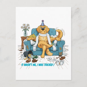 Lustiger Golden Retriever Chaotischer Geburtstagsh Postkarte