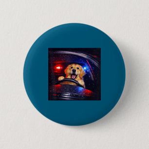 Lustiger Golden Retriever fährt Meme Hund fährt ei Button