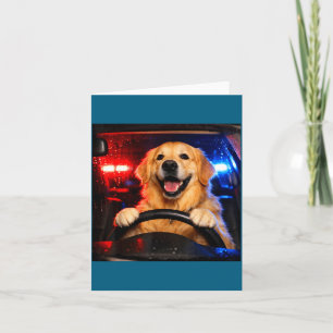 Lustiger Golden Retriever fährt Meme Hund fährt ei Karte