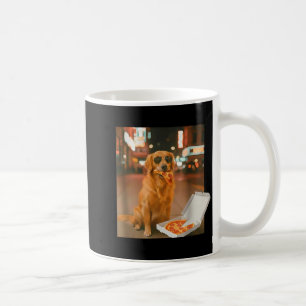 Lustiger Golden Retriever Hund isst Pizza Meme Nac Kaffeetasse