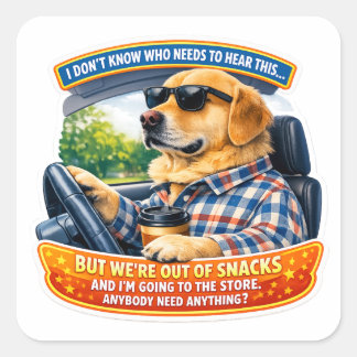 Lustiger Golden-Retriever-Komödie-Auto-Kunst-Meme- Quadratischer Aufkleber