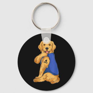 Lustiger Golden Retriever Liebt Papa Pfoten-Tattoo Schlüsselanhänger